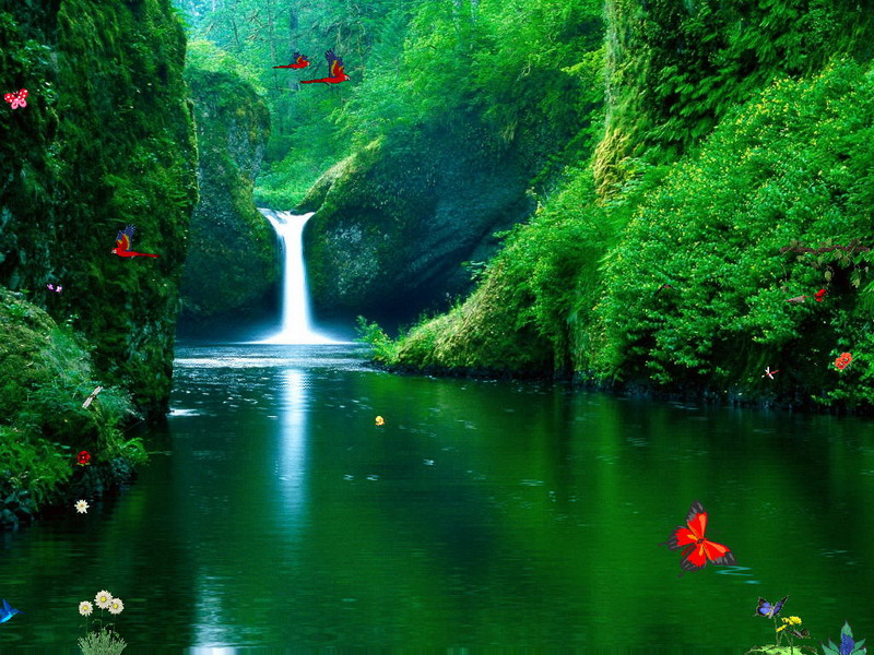 Windows 10 Free Waterfalls Screensaver - Green Waterfalls Screensaver